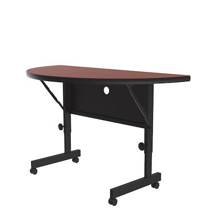 Correll Half Round Deluxe Adjustable Height Flip Top Training Table, High Pressure Laminate Top, Cherry FT2448HR-21